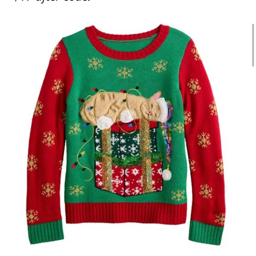 Girl’s S Festive Cat Christmas Sweater